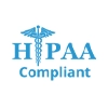 HIPAA Compliant logo with a blue shield and a medical cross.