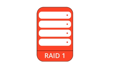 RAID 1 icon featuring two stacked hard drives with an arrow pointing from one to the other.