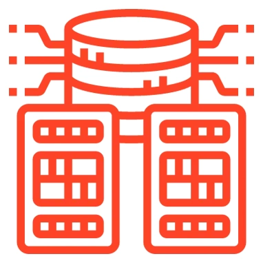 RAID server with multiple hard drives configured in a RAID array, featuring a RAID controller for managing storage and redundancy