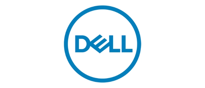 Dell logo with the text "Dell" in blue and a circular "E" symbol.