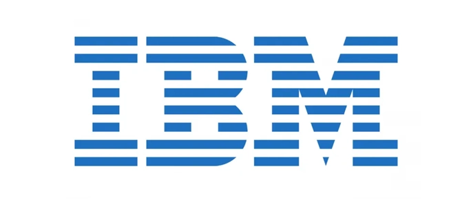 IBM logo with the letters "IBM" in bold blue stripes.