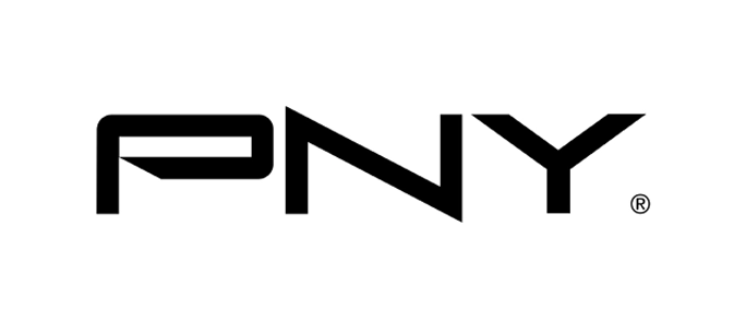 PNY logo with the text "PNY" in bold, black letters, often accompanied by a green accent or underline.