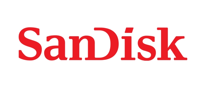 SanDisk logo with the text "SanDisk" in red.