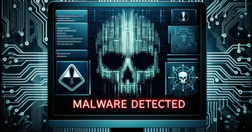 Infographic explaining malware, including types like viruses, worms, ransomware, and spyware, and their impact on systems and data.