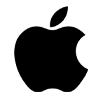 Apple logo with a simple, stylized apple with a bite taken out, usually in monochrome or a solid color.