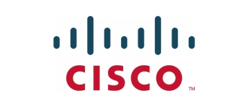 Cisco logo with the name 'Cisco' in blue text, often accompanied by a graphic of vertical lines representing network connections.