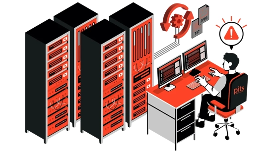 Technician conducting emergency data recovery services with hard drives and specialized equipment in a cleanroom.