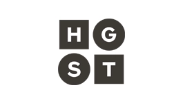 HGST logo with the letters 'HGST' in a bold, blue font on a white background.