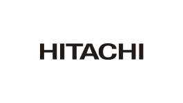 Hitachi logo with the name 'Hitachi' in red on a white background.