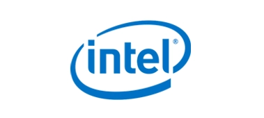 Intel logo with the name 'Intel' in blue text, often enclosed in an oval or rounded shape.