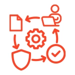 Remote Data Recovery icon featuring a computer screen with a cloud and an arrow indicating data transfer.