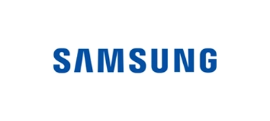 Samsung logo with the name 'Samsung' in white text on a blue oval background.