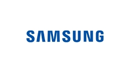 Samsung logo with the name 'Samsung' in white text on a blue oval background.