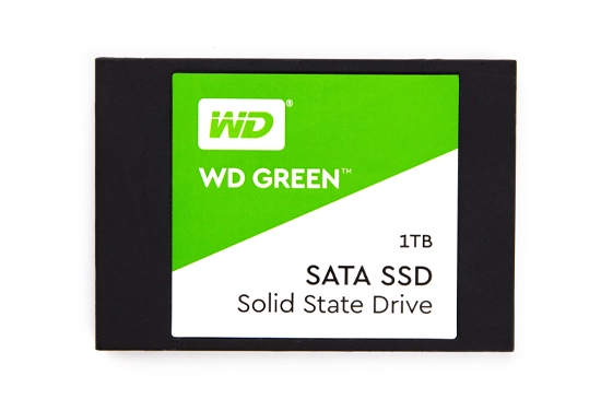 Western Digital SSD with visible branding and connections, placed on a workbench for inspection or repair.